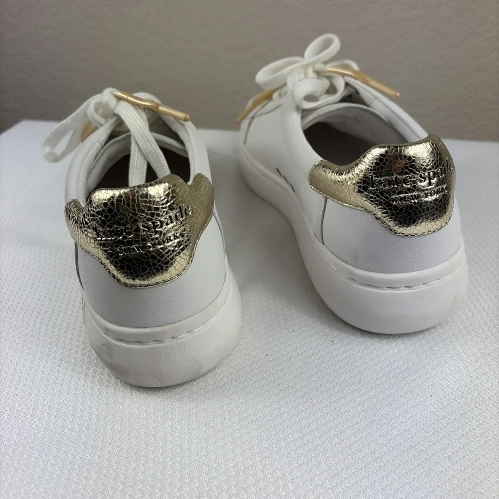Kate‎ Spade Size 8.5 New York Lift Platform Sneaker White Leather